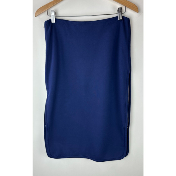 Diane Von Furstenberg Noemi Double Side Zipper Skirt Navy Blue DVF Women Size 10 - Picture 11 of 16